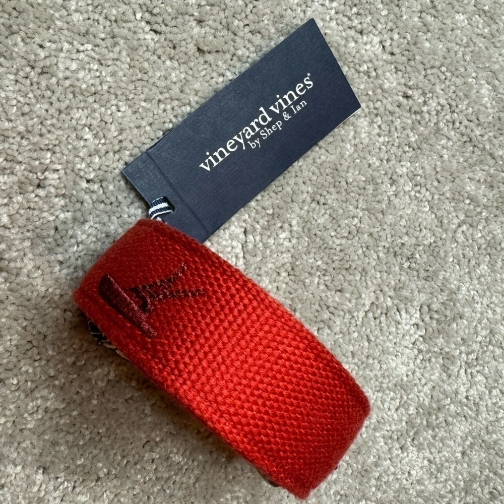 NWT Vineyard Vines Men's Red Canvas Club Belt Red Nautical $68 Sz 32 or 36 or 38
